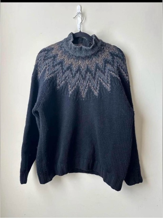 Perry Ellis Other - Vintage Perry Ellis Men's Mock neck Nordic Sweater Hand Knit Wool Blend FairIsle
